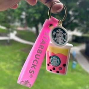 Starbucks Pink and White Bubble Tea Keychain